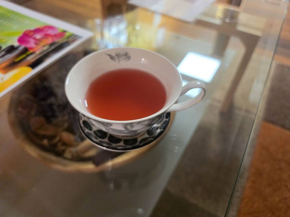 A cup of tea served after the massage